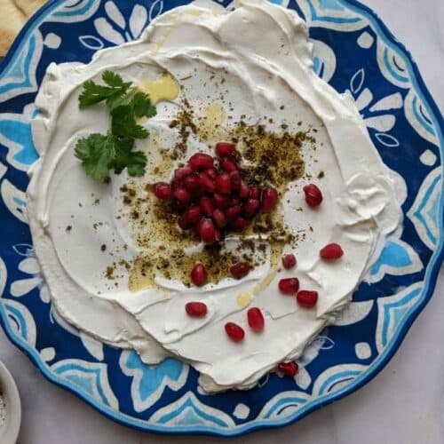 Labaneh dip on a plate