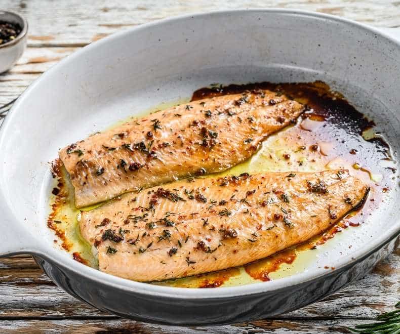 Salmon with Limonana Sauce on a plate