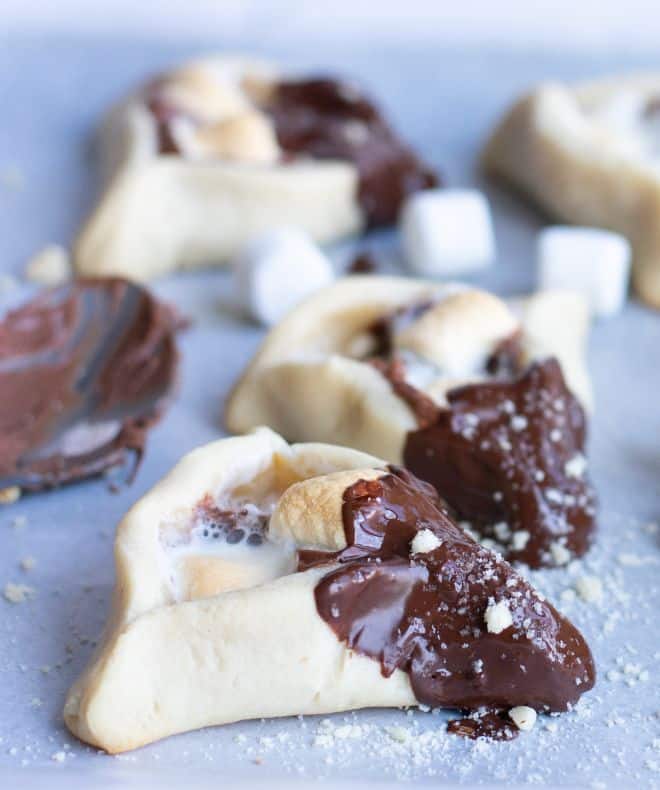 S’mores Hamantaschen on a white paper