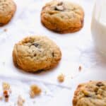 3 Passover Chocolate Chip cookies with milk