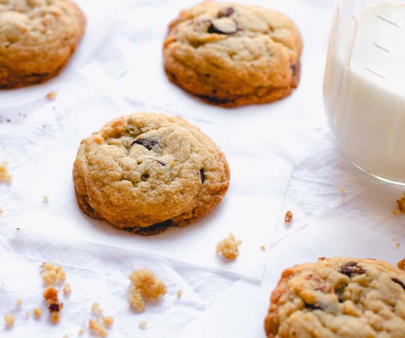 3 Passover Chocolate Chip cookies with milk