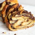 double chocolate babka on a white paper
