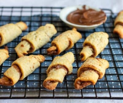 rugelach cookies on a cooling rack