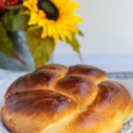 Challah with Honey with sunflower behind