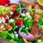 Fattoush-Salad-with-Feta with lemon on the side