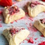 Strawberry Hamantaschen on a table