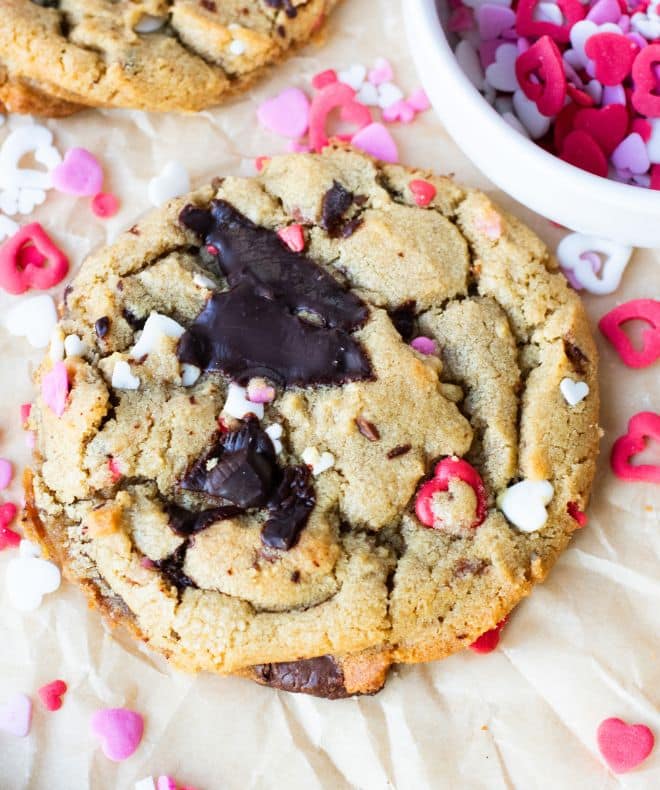Valentine Tahini Cookies on a brown paper
