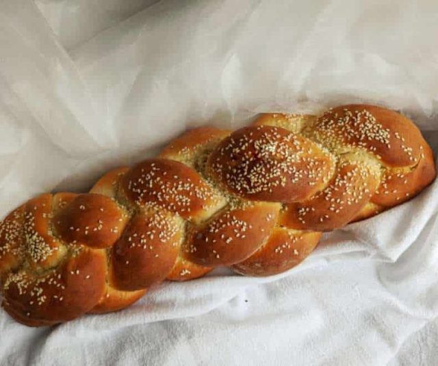 challah on a white tablecloth