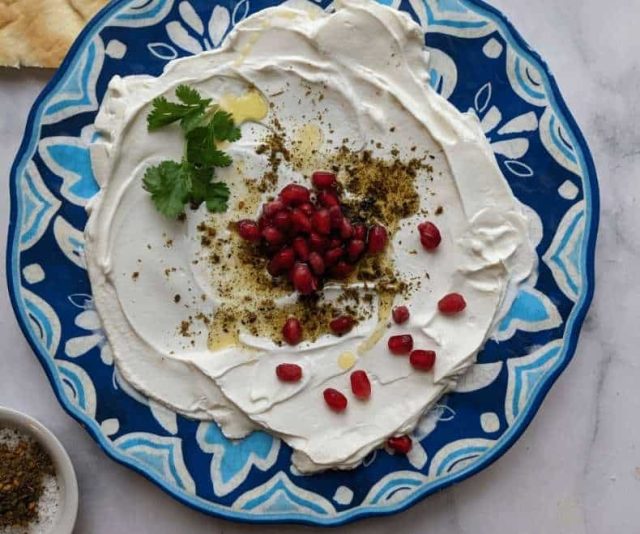 Labaneh dip on a plate